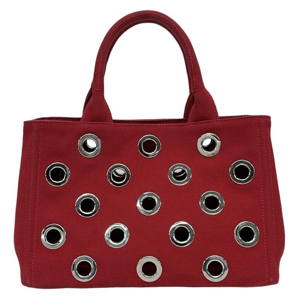 Prada Tote Canapa Grommet Gold Silver Bold X - Picture 3 of 10